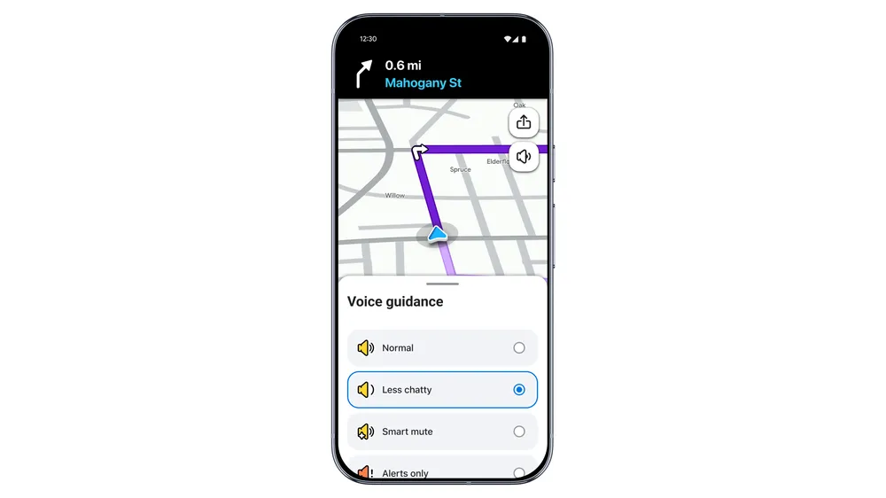 Novo modo do waze, less chatty, reduz a quantidade de instruções faladas pelo aplicativo (imagem: waze blog)