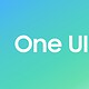 Logotipo da one ui 9 sobre fundo em degradê azul e verde