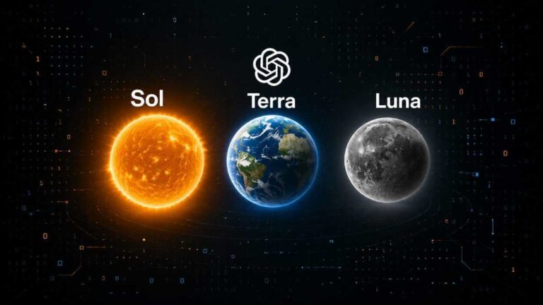 Representação dos modelos gpt-5. 6 sol, terra e luna com o sol, a terra e a lua