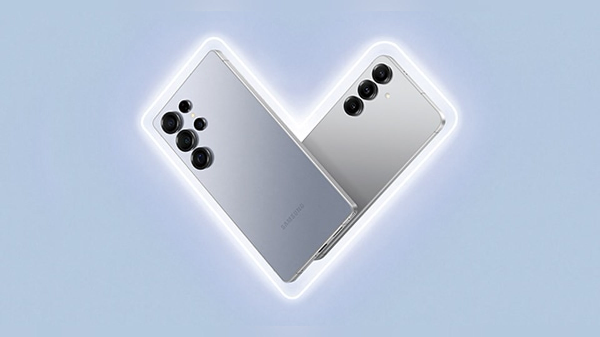 Dois celulares galaxy sobre fundo claro representam o samsung care plus