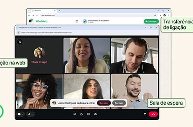 Chamada de vídeo no whatsapp web com transferência de ligação e sala de espera