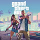 Jason e lucia armados diante de barcos e prédios de vice city com o logotipo de gta vi