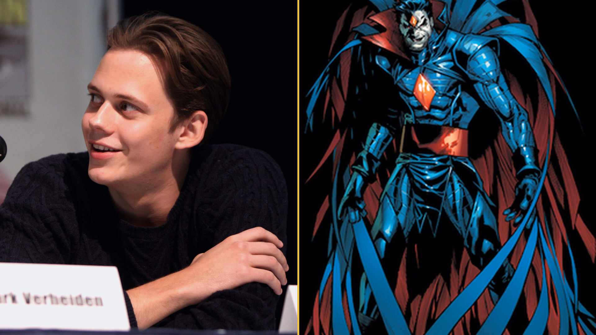 Novo elenco de x-men no mcu: veja o que sabemos Montagem lado a lado com bill skarsgård e senhor sinistro nos quadrinhos