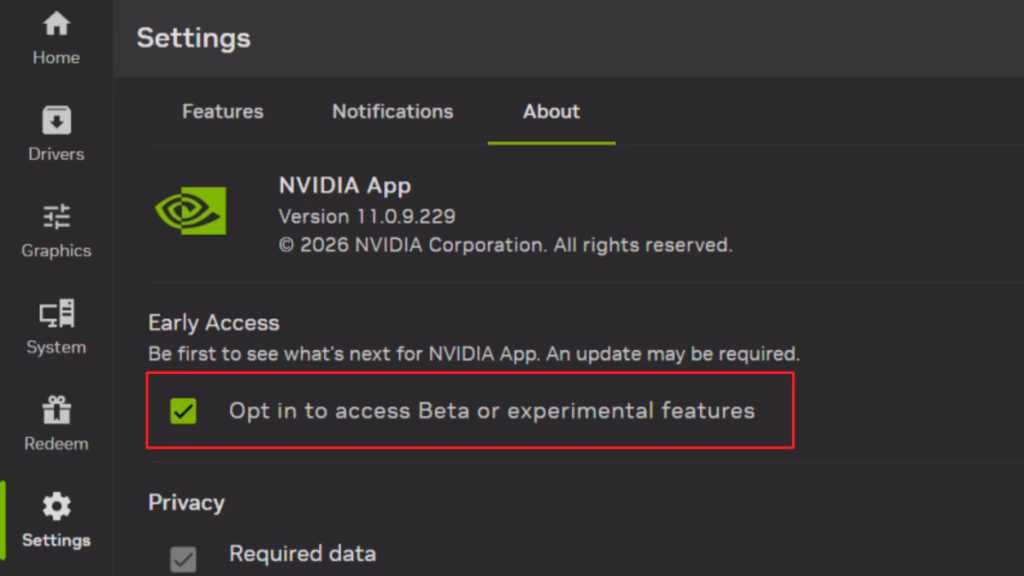 Veja os 30 jogos que já suportam o dlss 4. 5 ray reconstruction Dlss 4. 5 ray reconstruction é ativado no nvidia app pela aba about, com a opção de acesso antecipado destacada