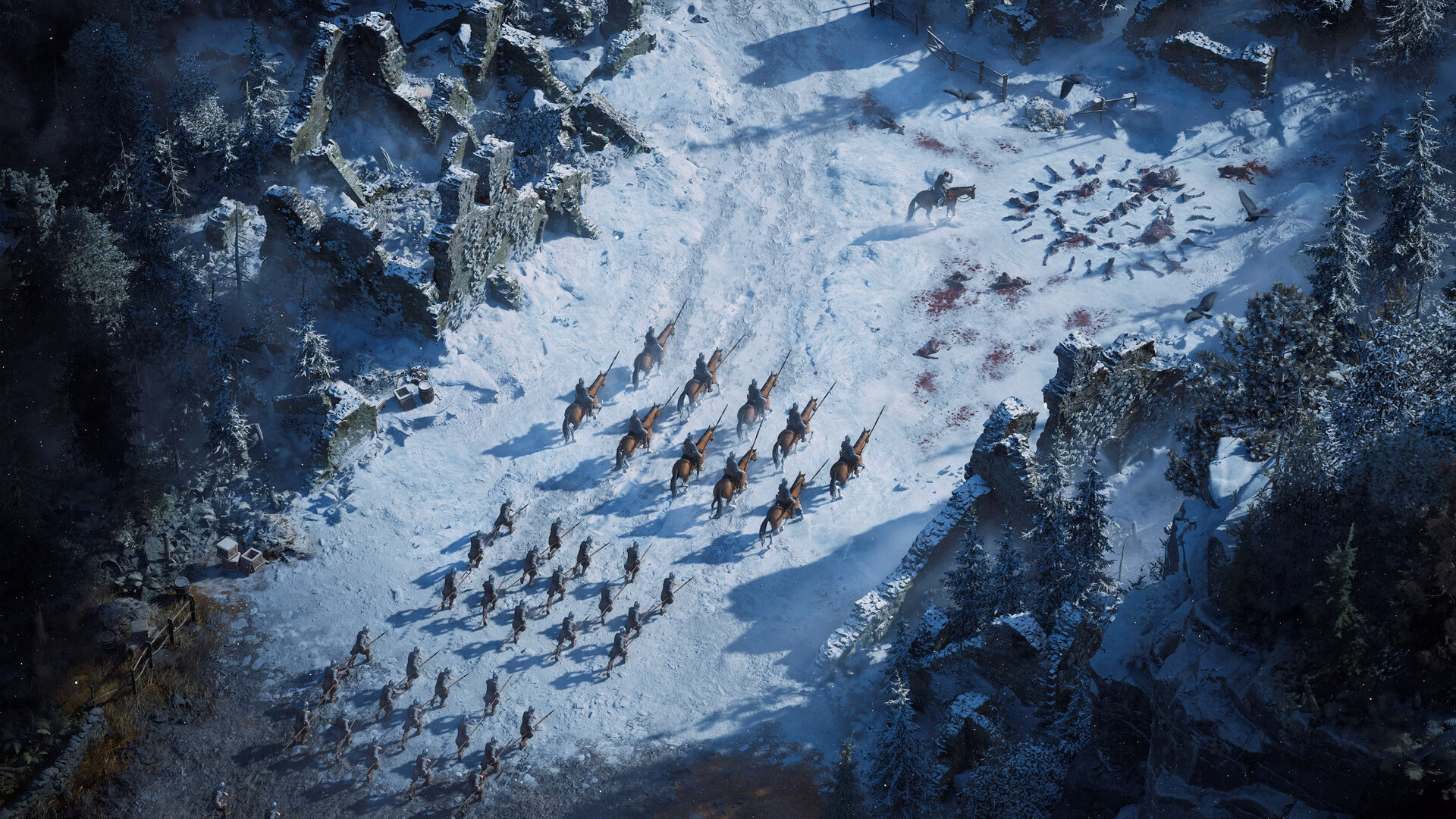 Game of thrones: war for westeros chega ao pc em 2027 Tropas atravessam uma paisagem nevada em game of thrones: war for westeros.