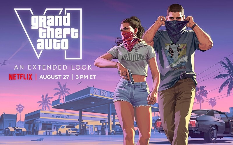 Lucia e jason mascarados em arte do extended look de gta 6