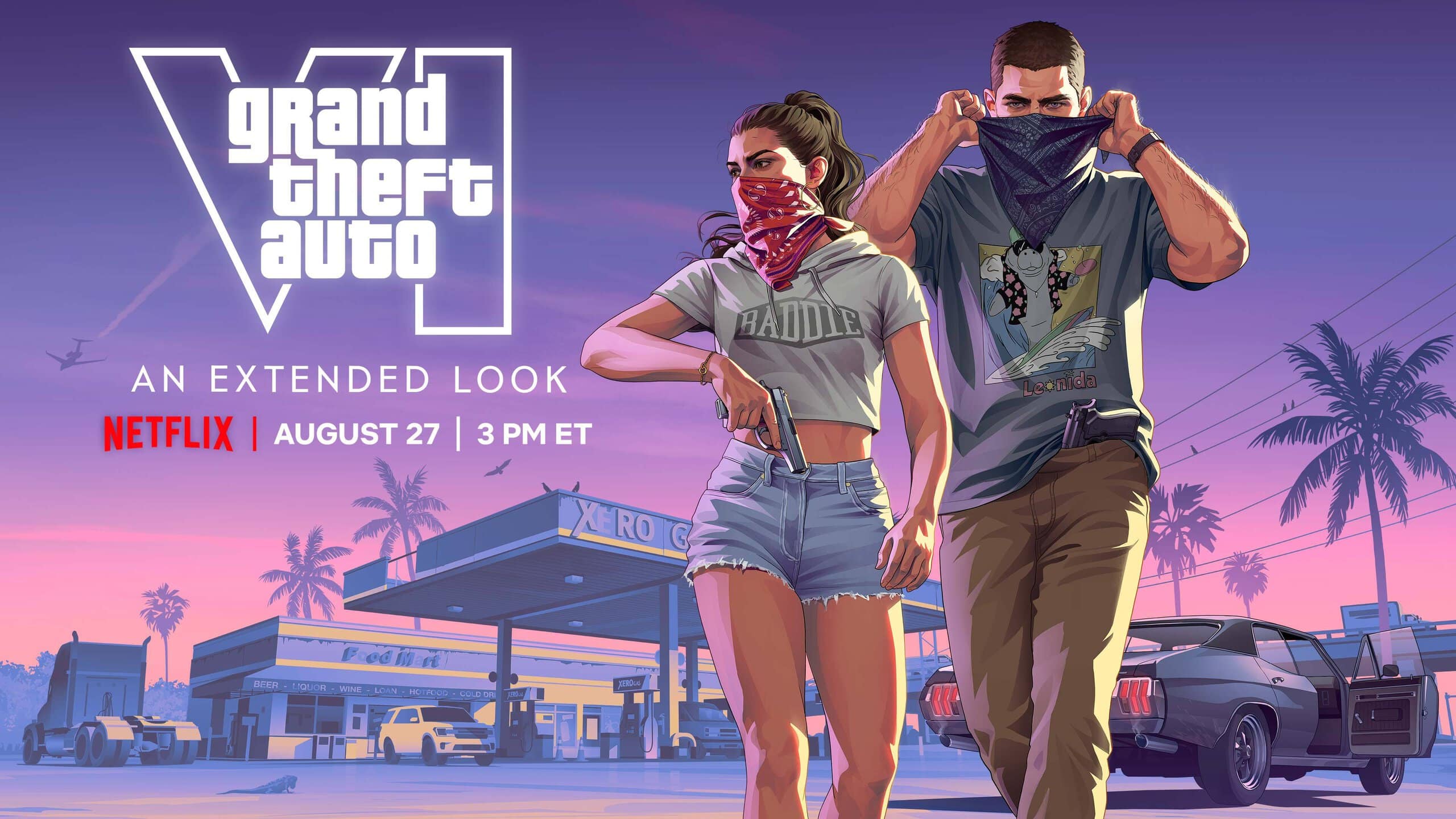 Lucia e jason mascarados em arte do extended look de gta 6