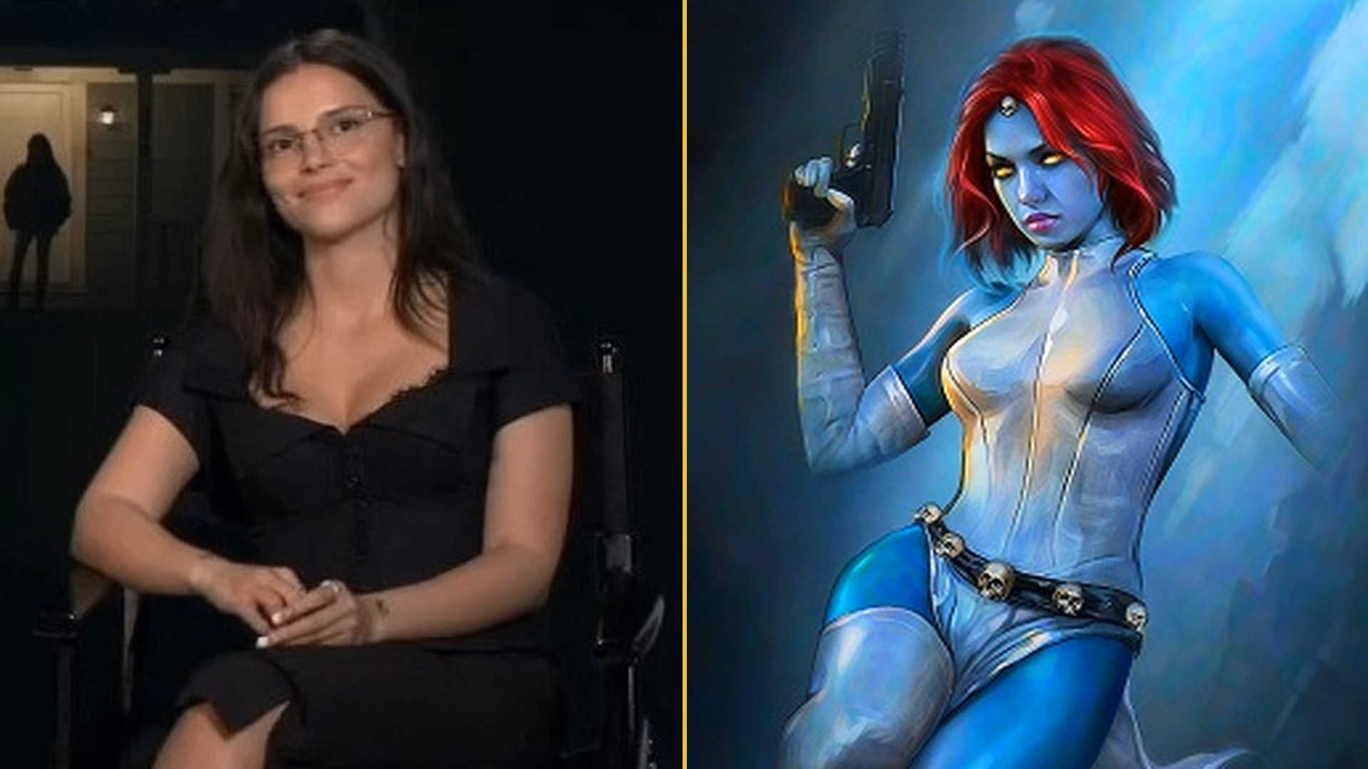 Novo elenco de x-men no mcu: veja o que sabemos Montagem lado a lado com inde navarrette e mística nos quadrinhos