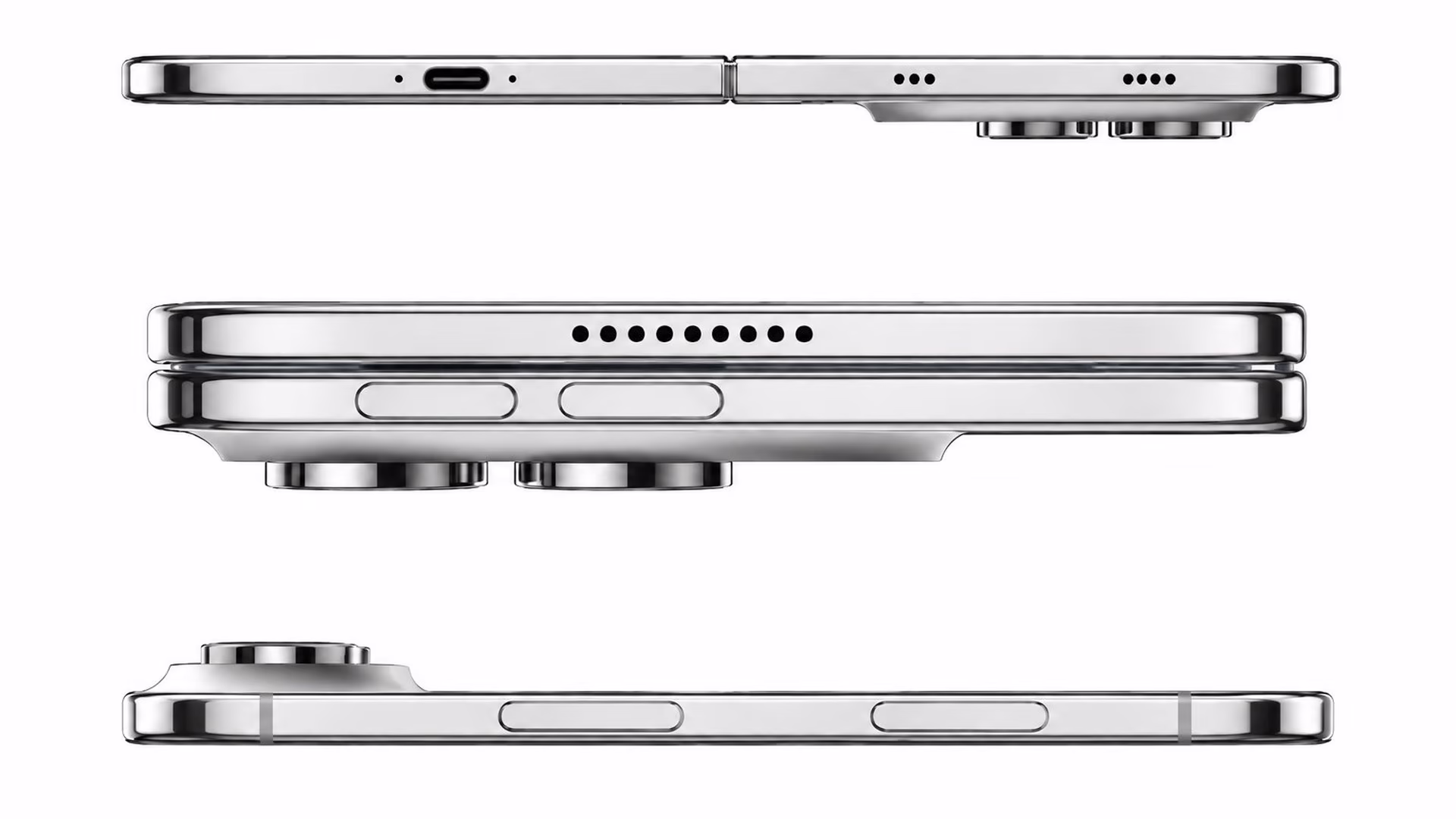 Apple deve apresentar 5 produtos em setembro; veja o que esperar Renders laterais do possível iphone ultra aberto e fechado, mostrando dobradiça, portas e câmeras