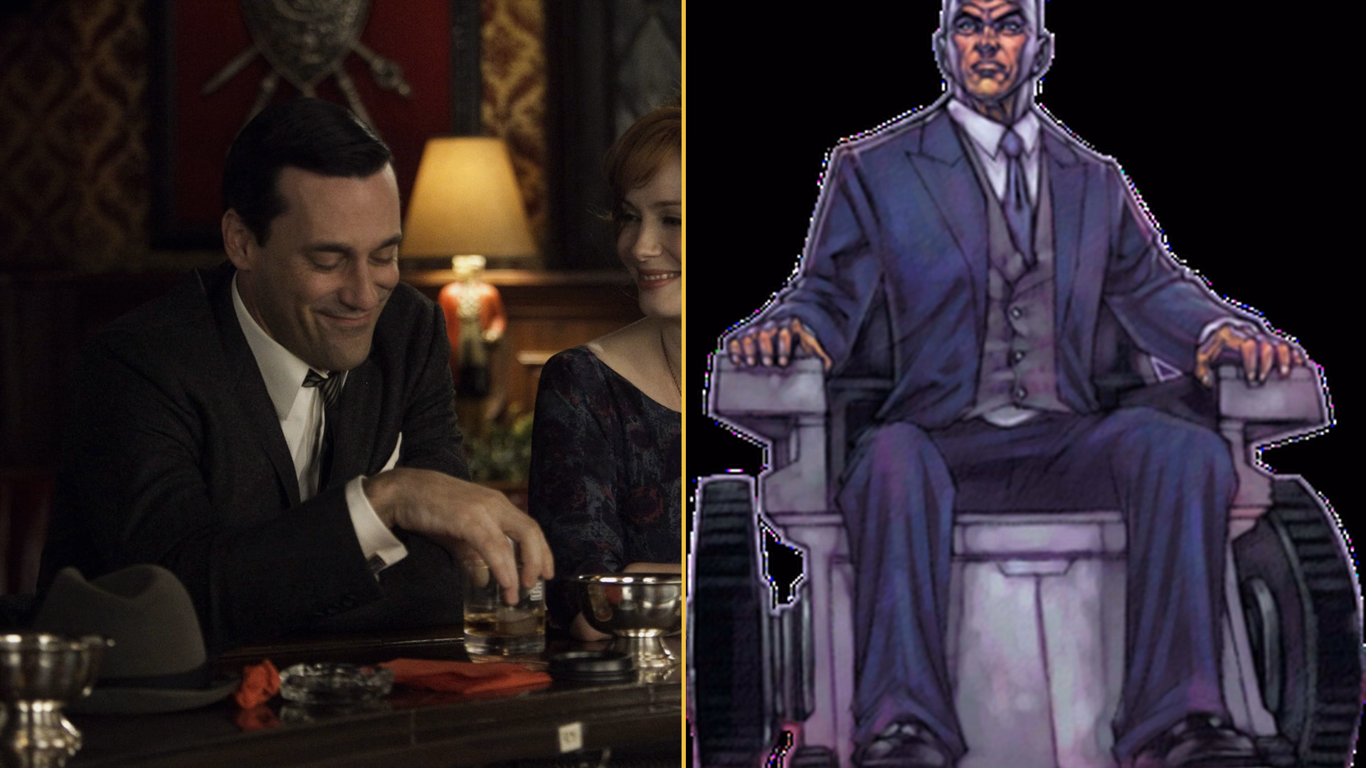 Novo elenco de x-men no mcu: veja o que sabemos Montagem lado a lado com jon hamm e professor x nos quadrinhos