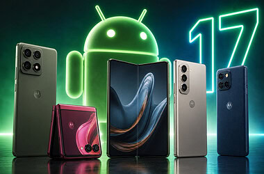 Principais smartphones motorola de 2026 diante do símbolo do android 17