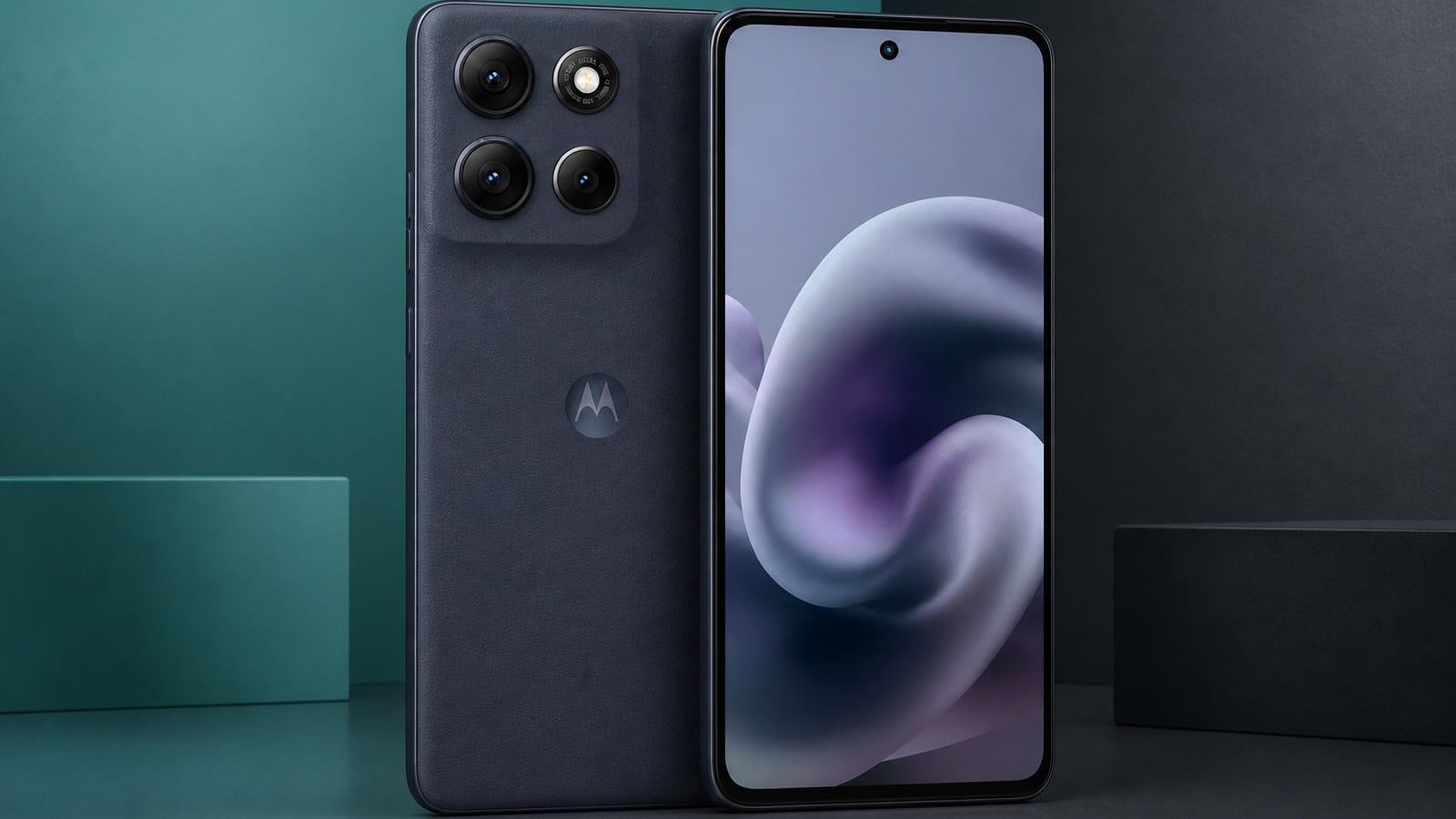Moto g 2025 em composição editorial para a lista de celulares compatíveis com android 17
