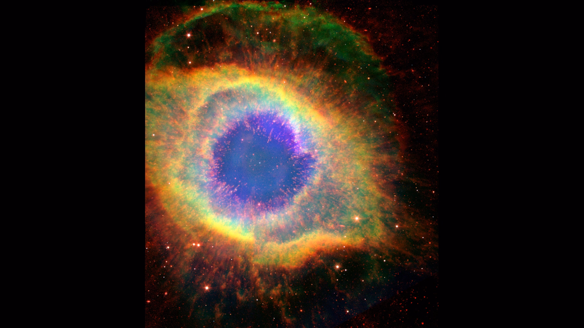 Morte do sol: nebulosa revela pistas de como será seu fim Imagem da nebulosa da hélice mostra o gás expelido ao redor da anã branca central.