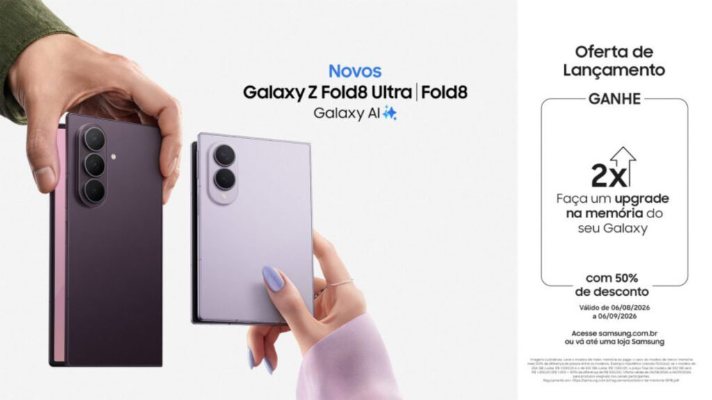 Samsung lança galaxy z fold8, z fold8 ultra, flip8 e watch9 no brasil Promoção de lançamento para os galaxy z fold8 e galaxy z fold8 ultra no brasil