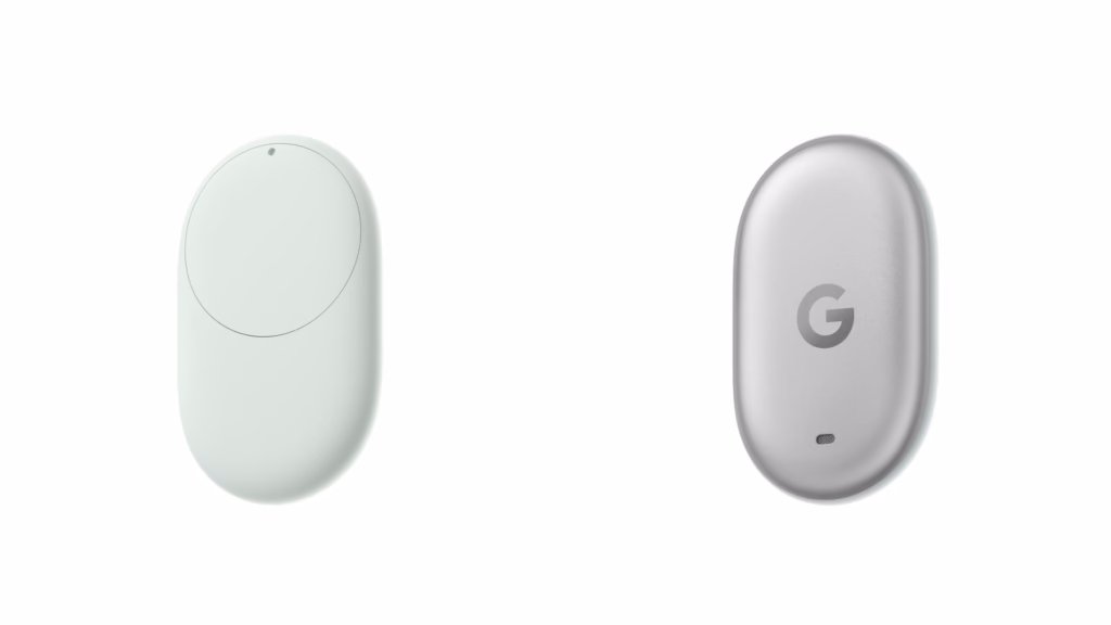 Google lança pixel watch 5 e pixel tag no made by google 2026 Pixel tag em duas vistas, com a parte frontal branca e a traseira prateada com o logotipo da google.