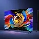 Tv tcl q7d pro vista de frente e de costas em cenário escuro