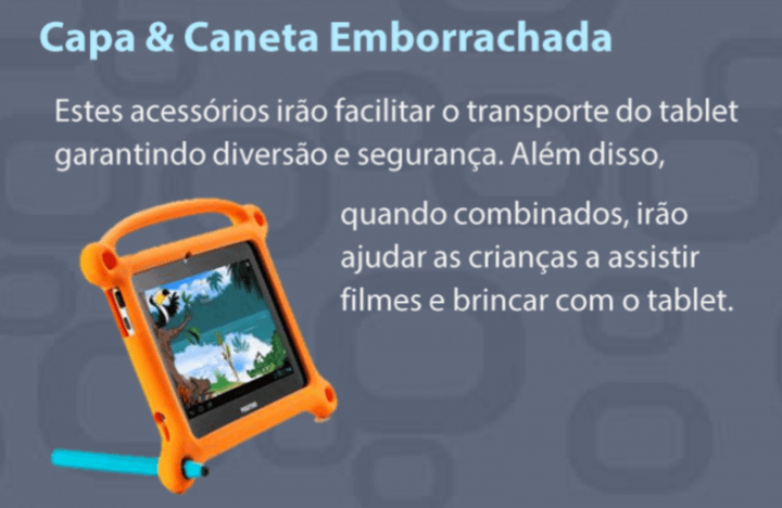 Capa e caneta tablet ypy kids Capa e caneta positivo kids