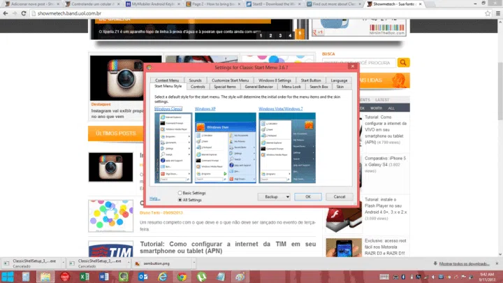 Windows 8: como trazer o menu iniciar de volta Configurações do classic shell