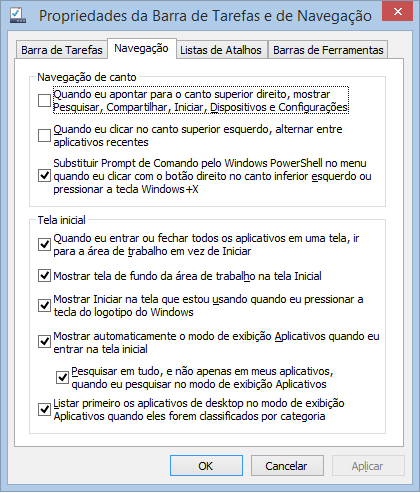 Deixe o visual do windows 8. 1 mais próximo ao do windows 7 Propriedades_iniciar