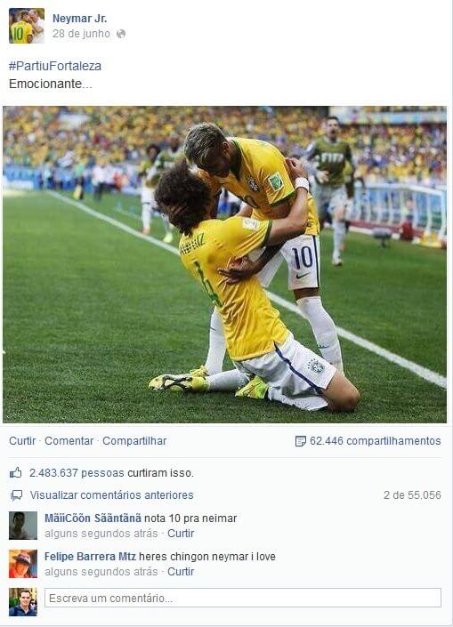 Foto de neymar no facebook é curtida mais de 2 milhões de vezes