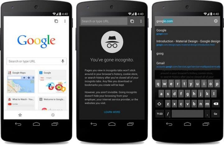 Google chrome beta ganha atualização com visual material design do android l Google chrome beta android l material design