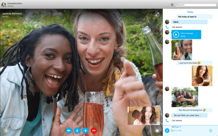 Skype 7. 0 para mac traz chamadas em vídeo e conversas em texto lado a lado.