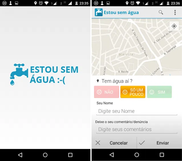 Aplicativo ajuda a mapear onde ocorre falta de água Estou-sem-agua