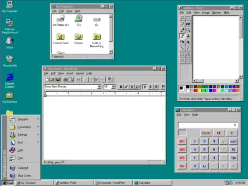 20 anos do windows 95: como ele mudou o mundo Am_windows95_desktop