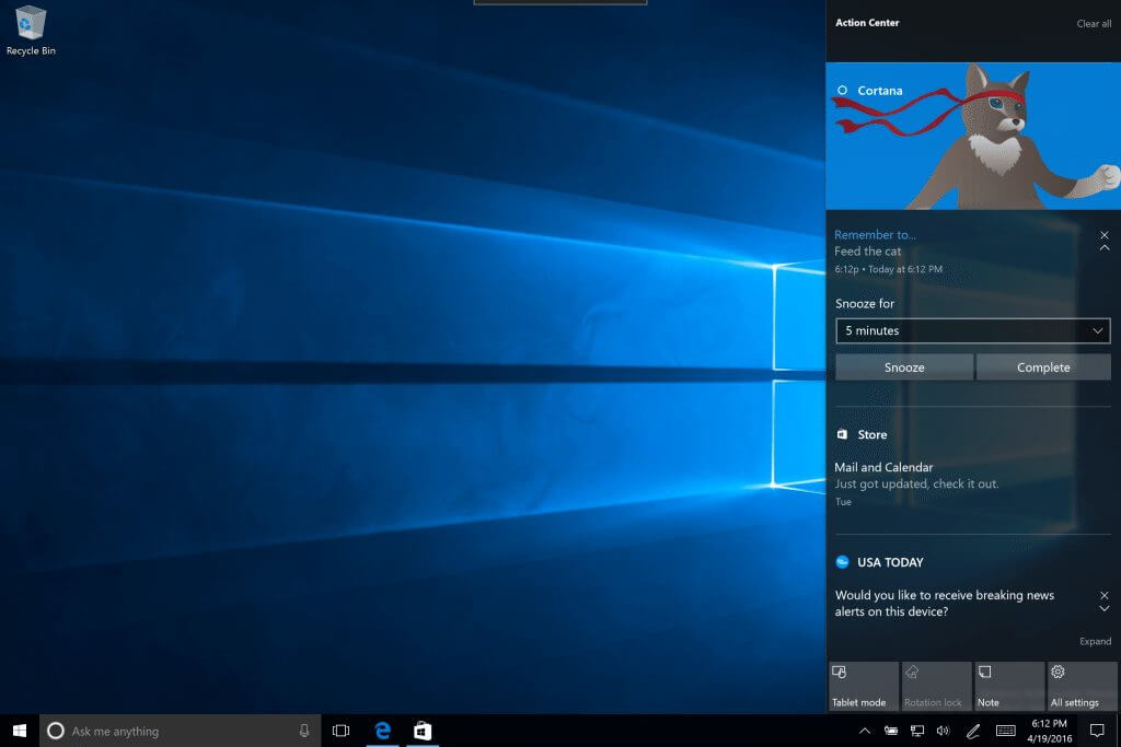 Windows 10 insider preview é atualizado com novo iniciar e windows ink Action-center-update-1024x683