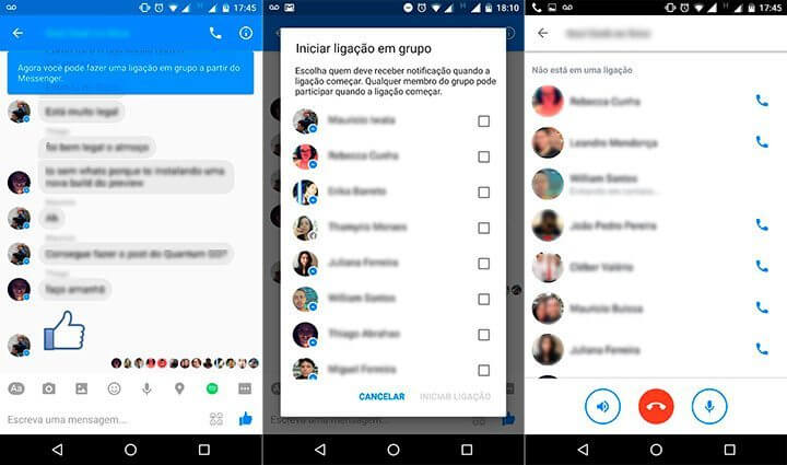 Ligações em grupo no facebook messenger