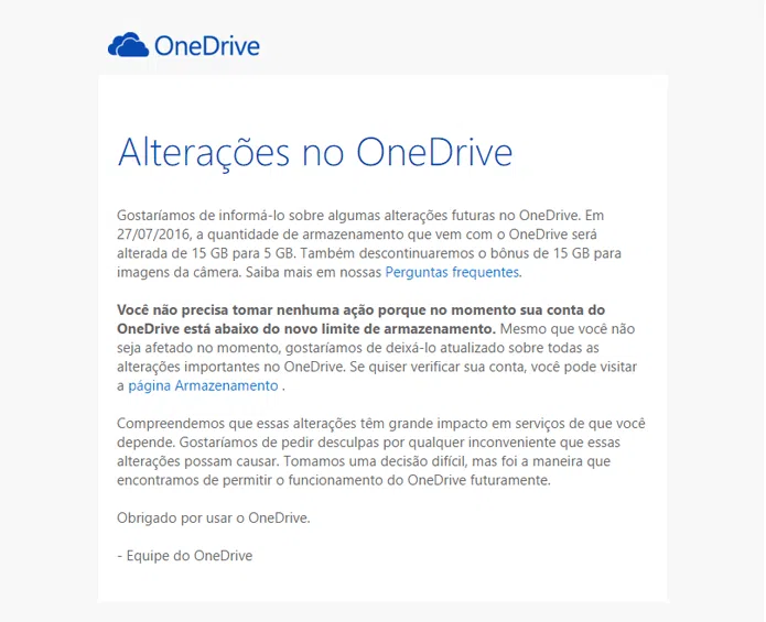 E-mail da equipe do onedrive E-mail da equipe do onedrive
