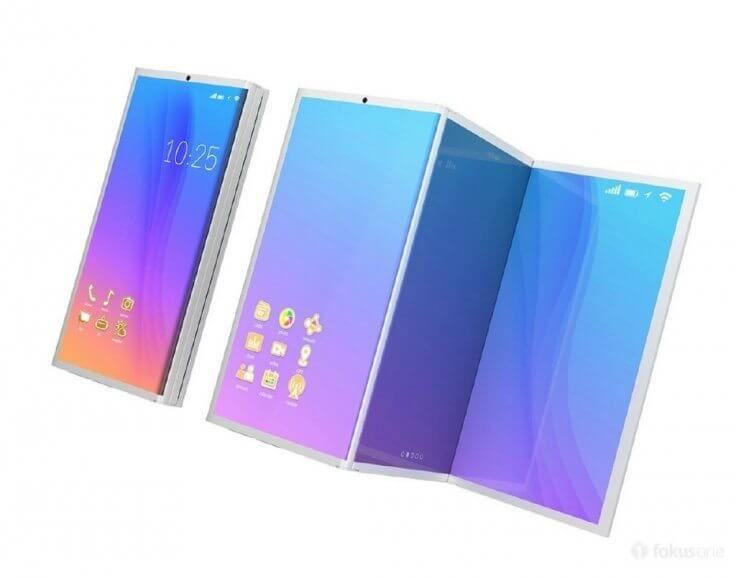 Novo conceito do galaxy x conta com 3 telas dobráveis. O galaxy x funcionaria tanto quanto um smartphone, quando "fechado", quanto como um tablet de 7 polegadas.