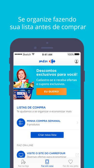 Carrefour lança plataforma mobile de benefícios e e-commerce. Carrefour lança aplicativo para android e ios com foco no cliente para permitir ações omnicanal, descontos, cupons e e-commerce alimentar.