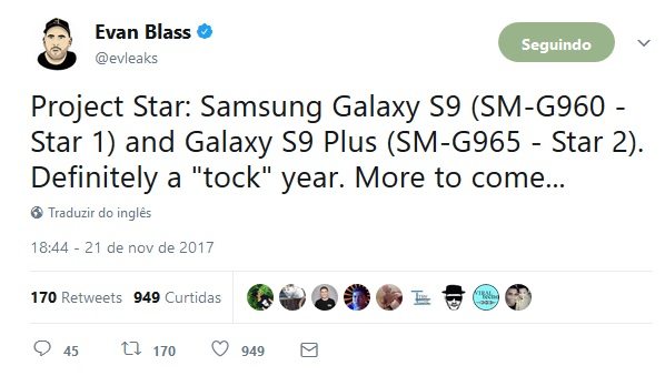 פרטים רשמיים של הגלקסיה s9 ו-s9+ צפויים להיחשף בינואר פרטים רשמיים על מכשירי ה-Galaxy S9 וה-S9+ צפויים להיחשף בינואר. סמסונג עשויה לחשוף את המכשירים בתערוכת CES 2018 בלאס וגאס בינואר.
