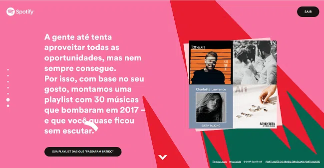 Spotify lança retrospectiva individual de 2017 para os usuários .