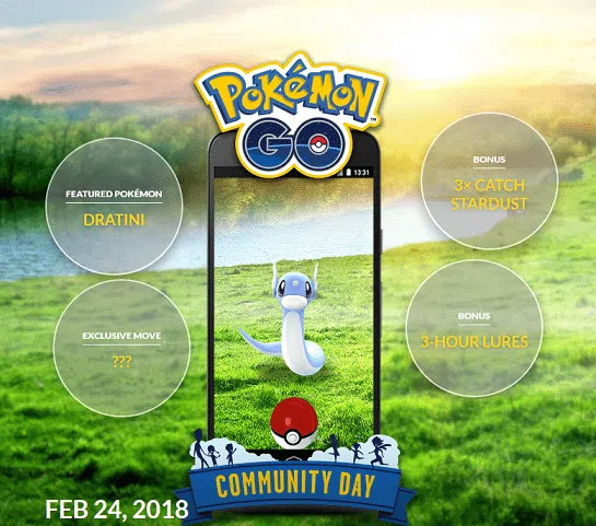 Pokémon go: lendários de volta e evento de dratini Dia da comunidade