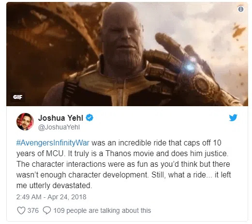 Vingadores: guerra infinita surpreende nas primeiras reações ao filme Vingadores: guerra infinita surpreende nas primeiras reações ao filme. Vingadores: guerra infinita, o filme mais ambicioso da história da marvel studios está chegando. Veja as primeiras reações ao longa, que estão ótimas!