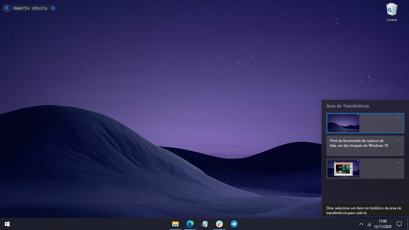 17 truques do windows 10 que você precisa conhecer Print do histórico da área de transferência, um dos truques do windows 10