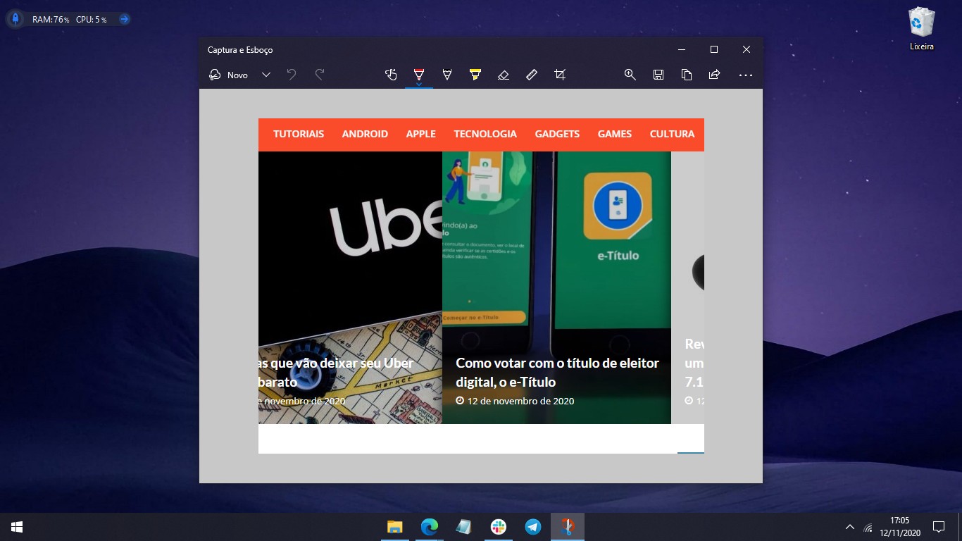 17 truques do windows 10 que você precisa conhecer Print da ferramenta de captura de tela, um dos truques do windows 10