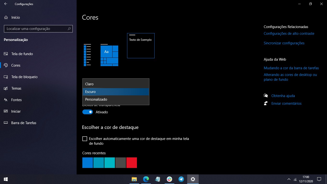 17 truques do windows 10 que você precisa conhecer Print do modo escuro, um dos truques do windows 10