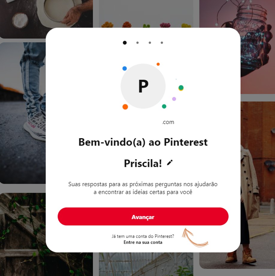 Como usar o pinterest, o guia completo Tela de confirmação de cadastro da conta no pinterest