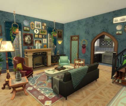 Review: the sims 4 sobrenatural, a coleção que introduz uma assustadora jogabilidade The sims 4 sobrenatural mansão interior, sala de estar