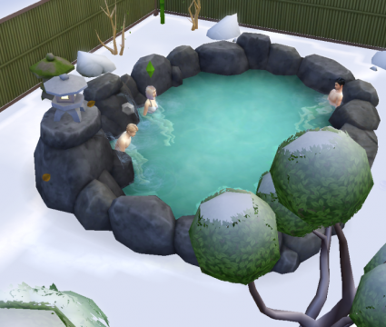 Review: the sims 4 diversão na neve é uma expansão espetacular ao game básico The sims 4 diversão na neve 3 sims em uma fonte termal