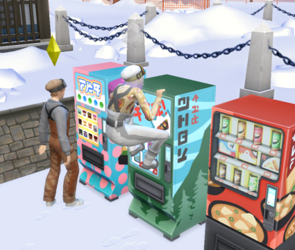 Review: the sims 4 diversão na neve é uma expansão espetacular ao game básico The sims 4 diversão na neve sims interagem com máquinas de venda