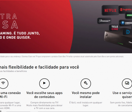 Review: claro box tv, uma ótima opção à tv a cabo A imagem mostra um resumo do serviço do claro box tv no site da claro.