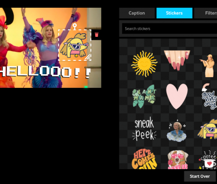 Como transformar vídeo do youtube em gif facilmente Captura de tela do site giphy! À esquerda, o vídeo com cena do filme as branquelas. À direita, a seção para adicionar sticker