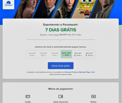 Descontos do mercado livre para streamings: o que você precisa saber! Paramount com mercado pontos