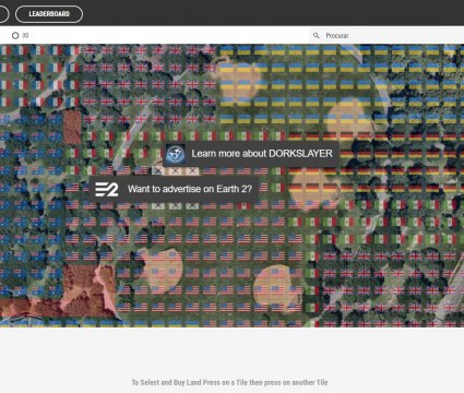 O que é o jogo earth2? Ele é confiável? Como funciona? A interface atual do earth2 é esta, com os terrenos já comprados mostrados com a bandeira que o usuário decidir utilizar