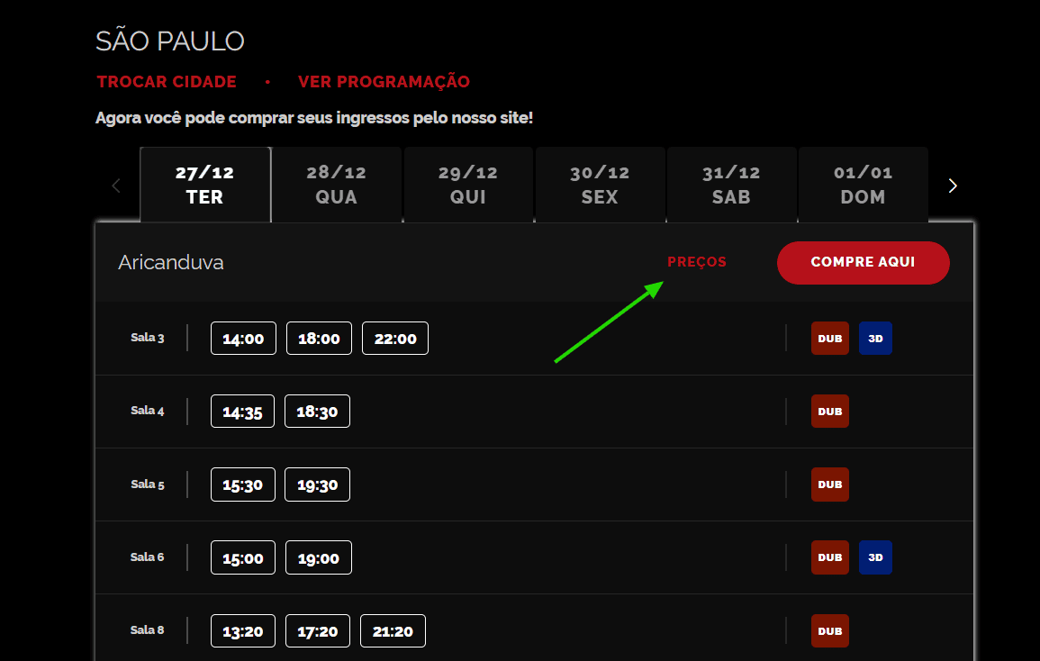 Onde comprar ingressos de cinema em São Paulo